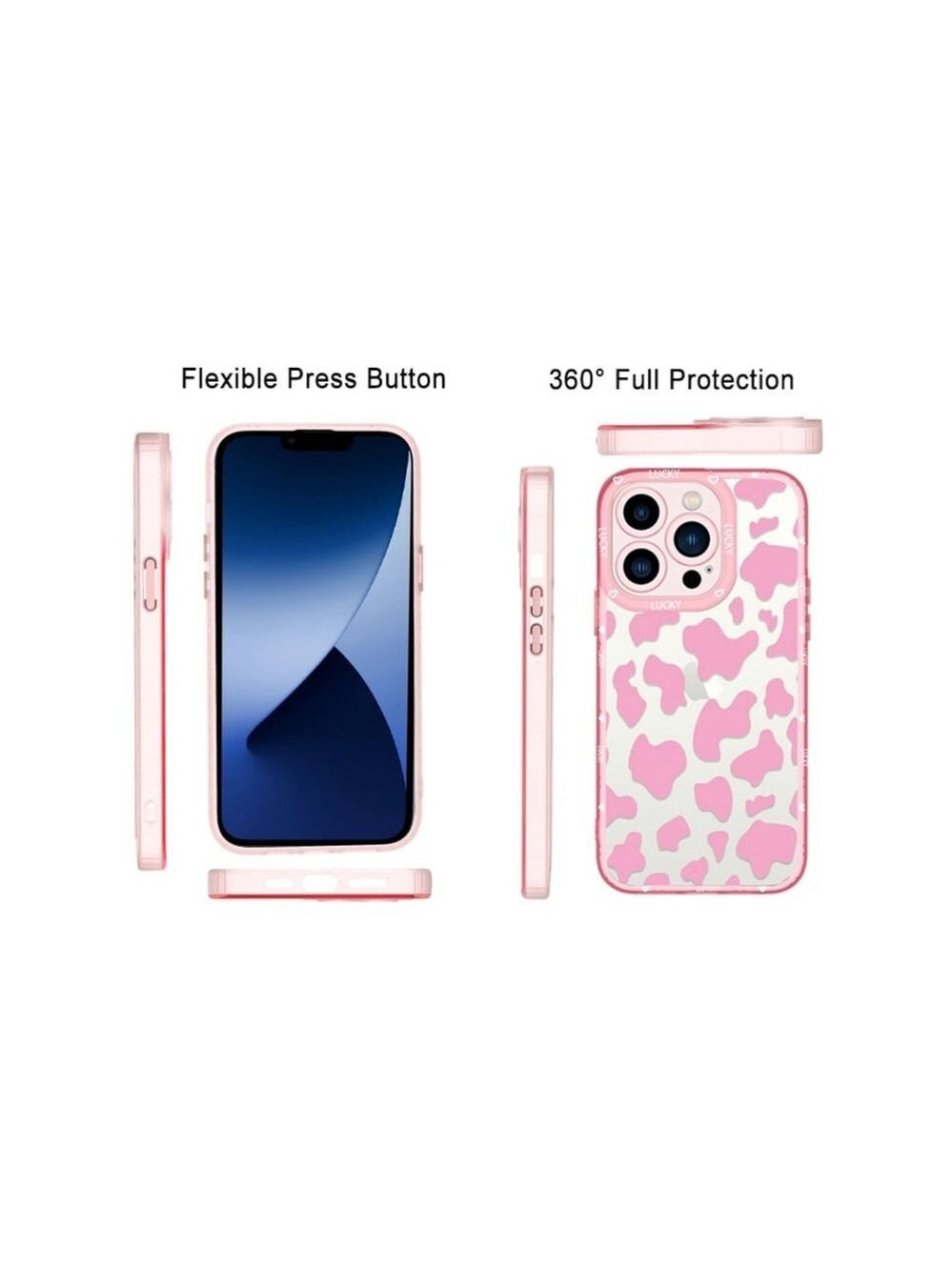 MZELQ Compatible with iPhone 14 Pro Max Case Pink Cow Print